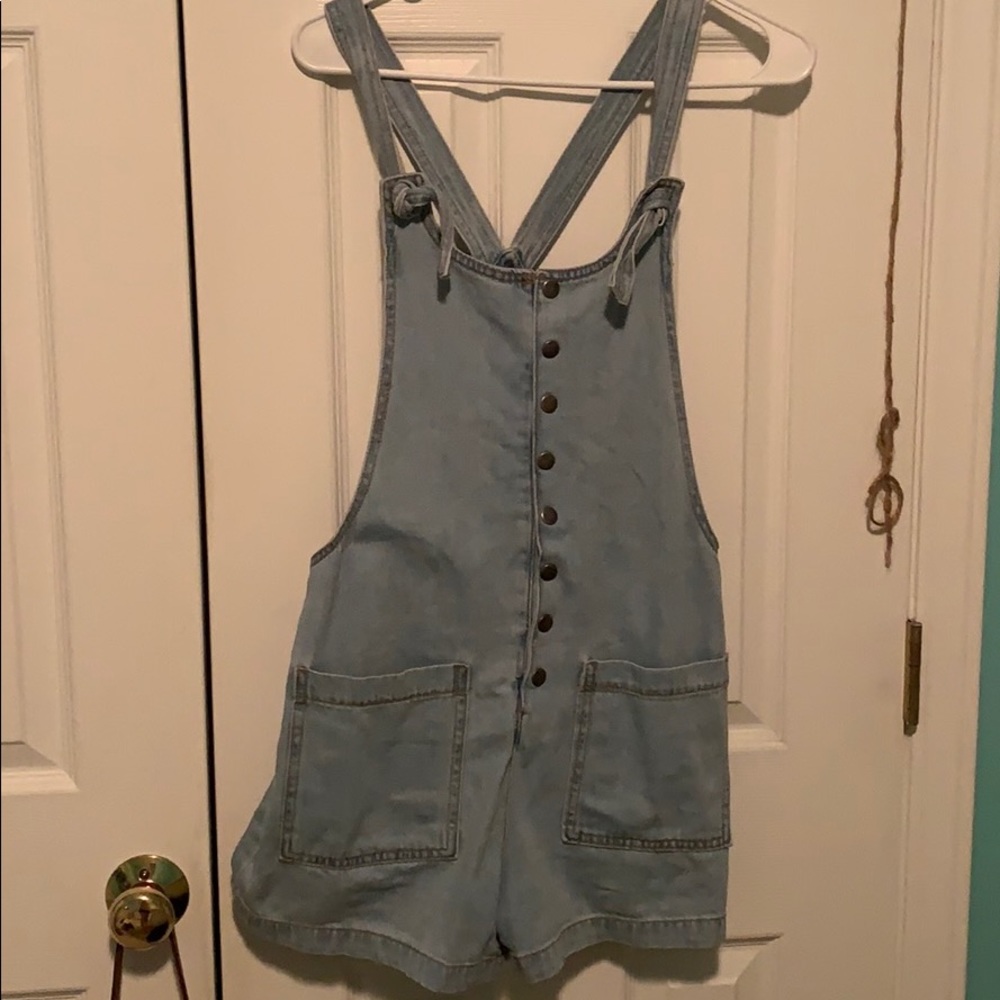 Denim overall shorts